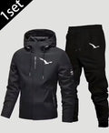 New men's jacket + thickened pants set, suitable for autumn and winter seasons, office, outdoor leisure, and fashionable sports