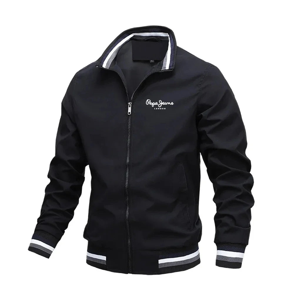 New Spring and Autumn Men's Stand Collar Casual Zipper Jacket Outdoor Sports Coat Windbreaker Jacket for Men Waterproof Bomber