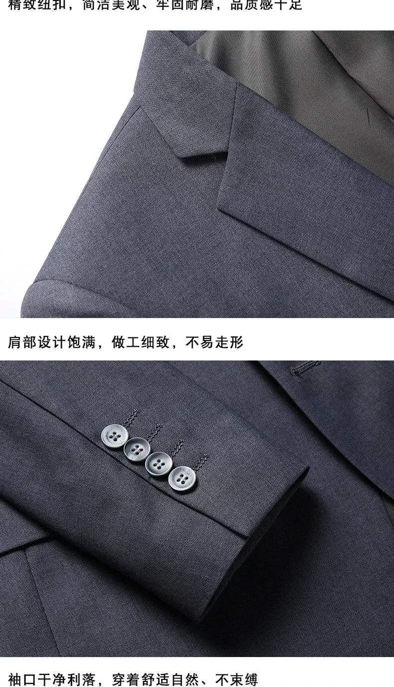 High quality Men Solid color Business - stylish handsome groom best man wedding dress 3/2/1 Single piece optional