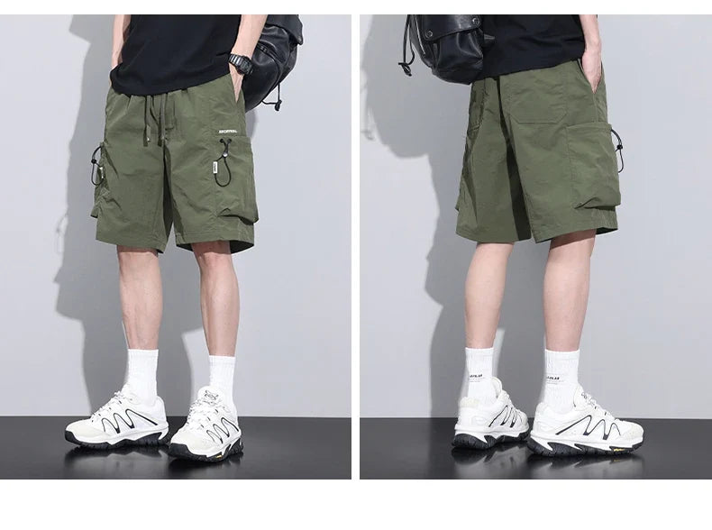 2024 Summer Thin Shorts for Men Cargo Pants Side Pockets Baggy Joggers Bermuda Knee Basketball Short Pant Male M-4XL