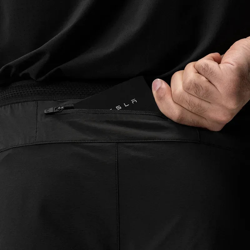 Men's Gym Shorts 2 in 1 Quick Dry Running Shorts Basketball Jogger Summer Fitness Workout Short Pants Bodybuilding Activewear