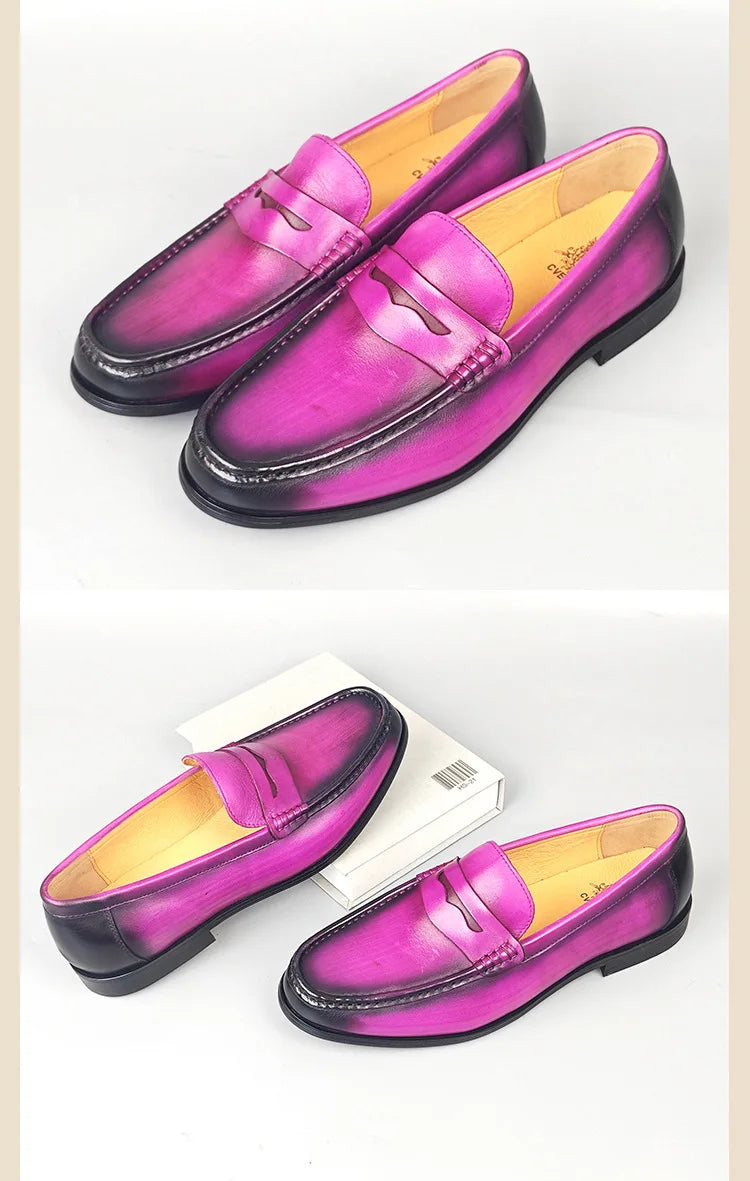 Classic Men Penny Loafers Genuine Leather Slip On Casual Formal Dress Shoes Mens Wedding Party Office Moccasins Shoes