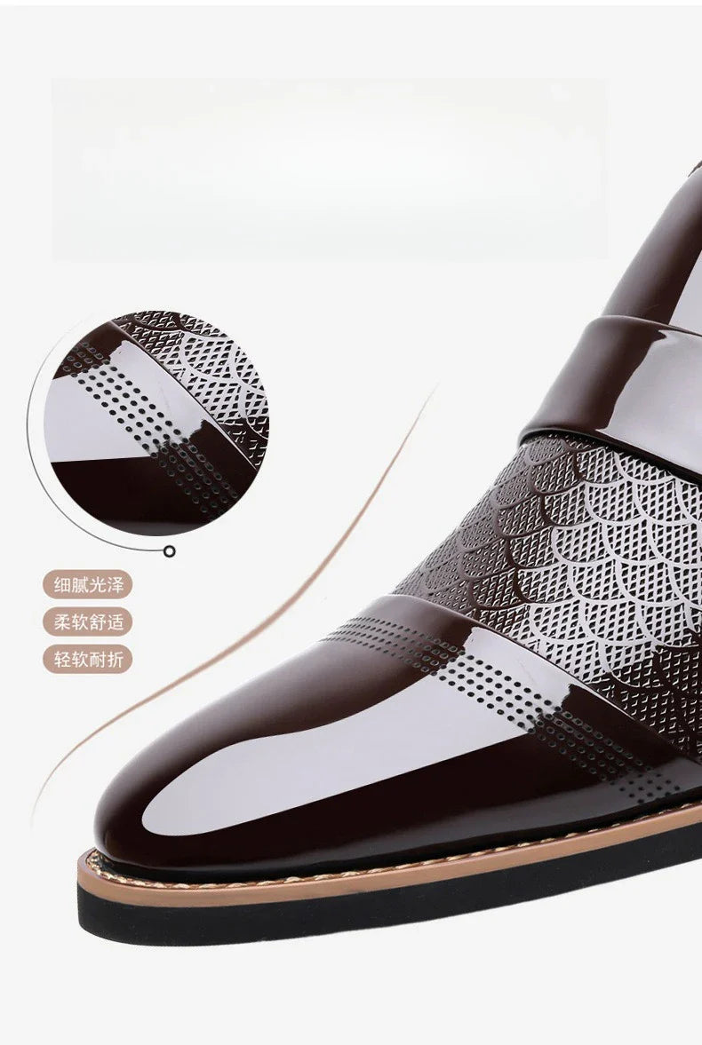 New Designer Patent Leather Wedding Shoes for Men Solid Color Business Casual Shoes Male Spring Autumn Fashion Dress Shoes Man