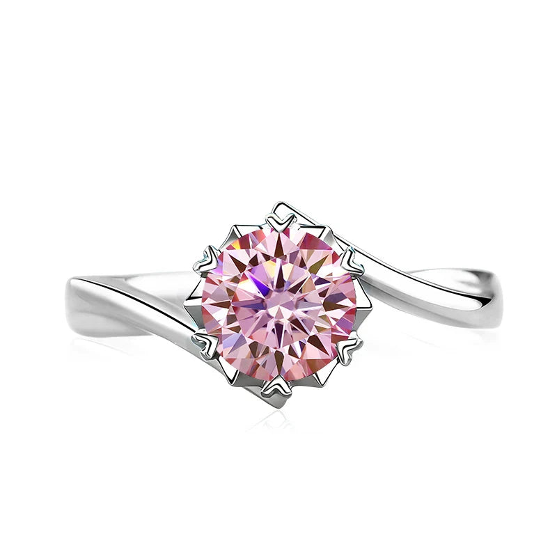 Black Pink Moissanite Women Rings S925 Sterling Silver Jewelry For Wedding Engagement Ring With Certified Women's Ring