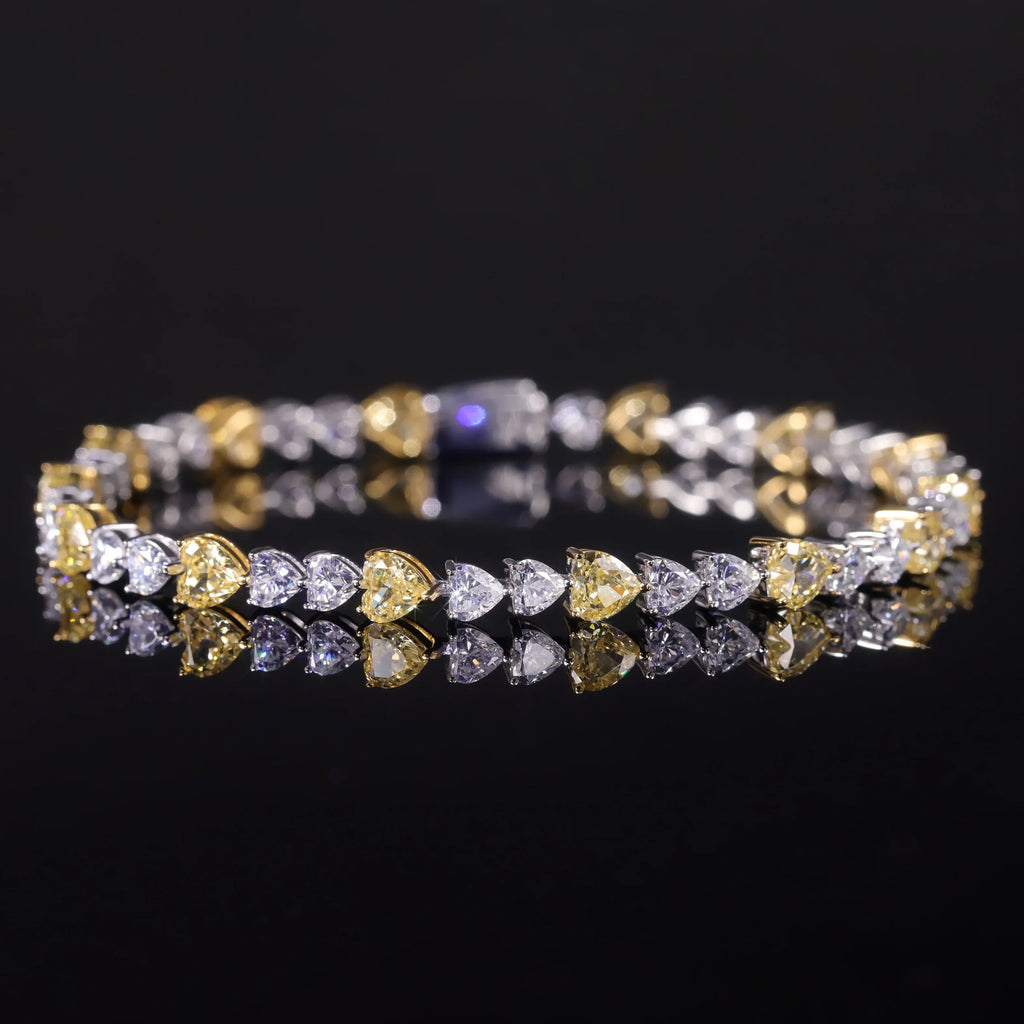 Art Deco Diamond-fire CZ-  Fancy Light Yellow Tennis Bracelet Sterling Silver 925 Fancy Party Wear Bracelet Gift