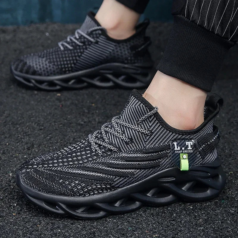 Men Sports Running Black Jogging Shoes Casual Sneakers Outdoor Breathable Mesh Women Light Shock-absorption Sneakers Man
