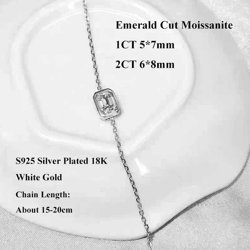1/2CT Marquise Pear Cut Moissanite Solitaire Link Bracelet Women s925 Silver Bezel Setting Lab Diamond Bridal Wrist Chain