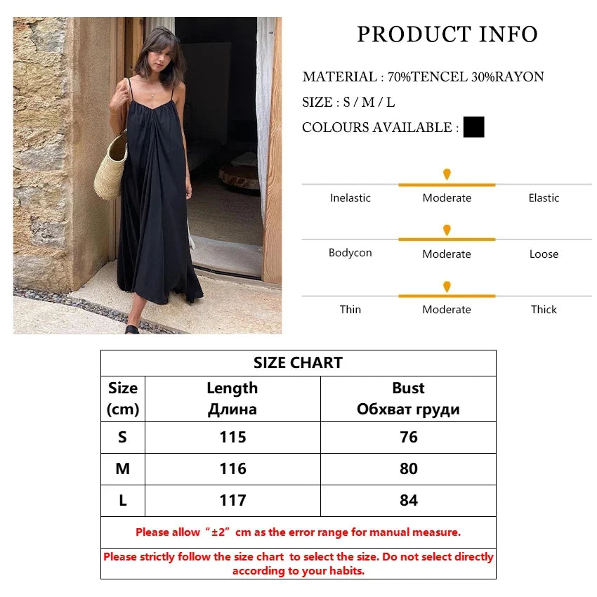 Clacive Summer Loose Black Women'S Dress 2023 Fashion Strap Sleeveless Ankle-Length Dresses Elegant Backless Female Sundress