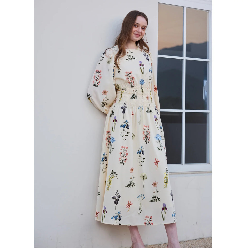 SS26 Women Smock Floral Dress Sweet Style