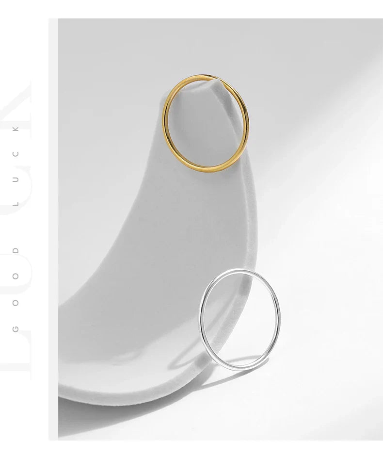 925 Sterling Silver Minimalist Thin Stackable Fashion Rings Classic Gold Color Fine Jewelry For Women Girl Party Gifts