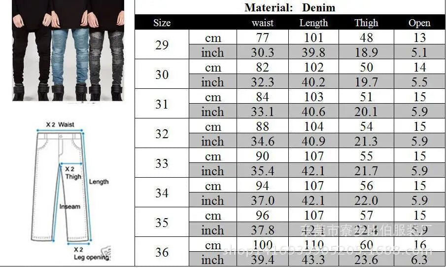 Streetwear Men Skinny Biker Jeans homme Men's fashion Motorcycle Moto Hip hop Denim Pants Joggers Runway men's Elastic JEANS