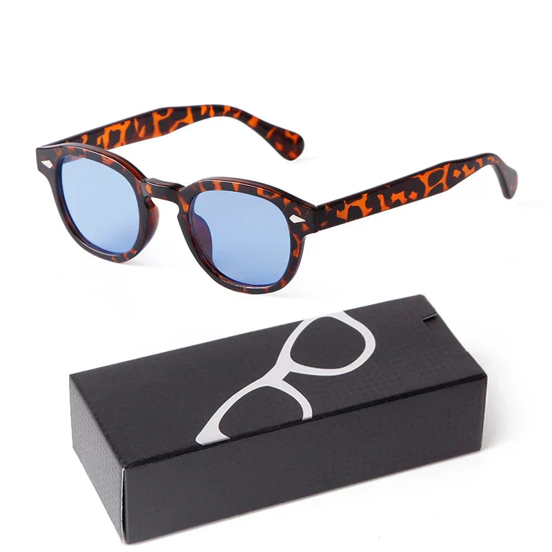 Fashion Gradient Blue Small Round Sunglasses for Women Men Brand Designer Vintage Tortoise Square Sun Glasses Lunettes De Soleil