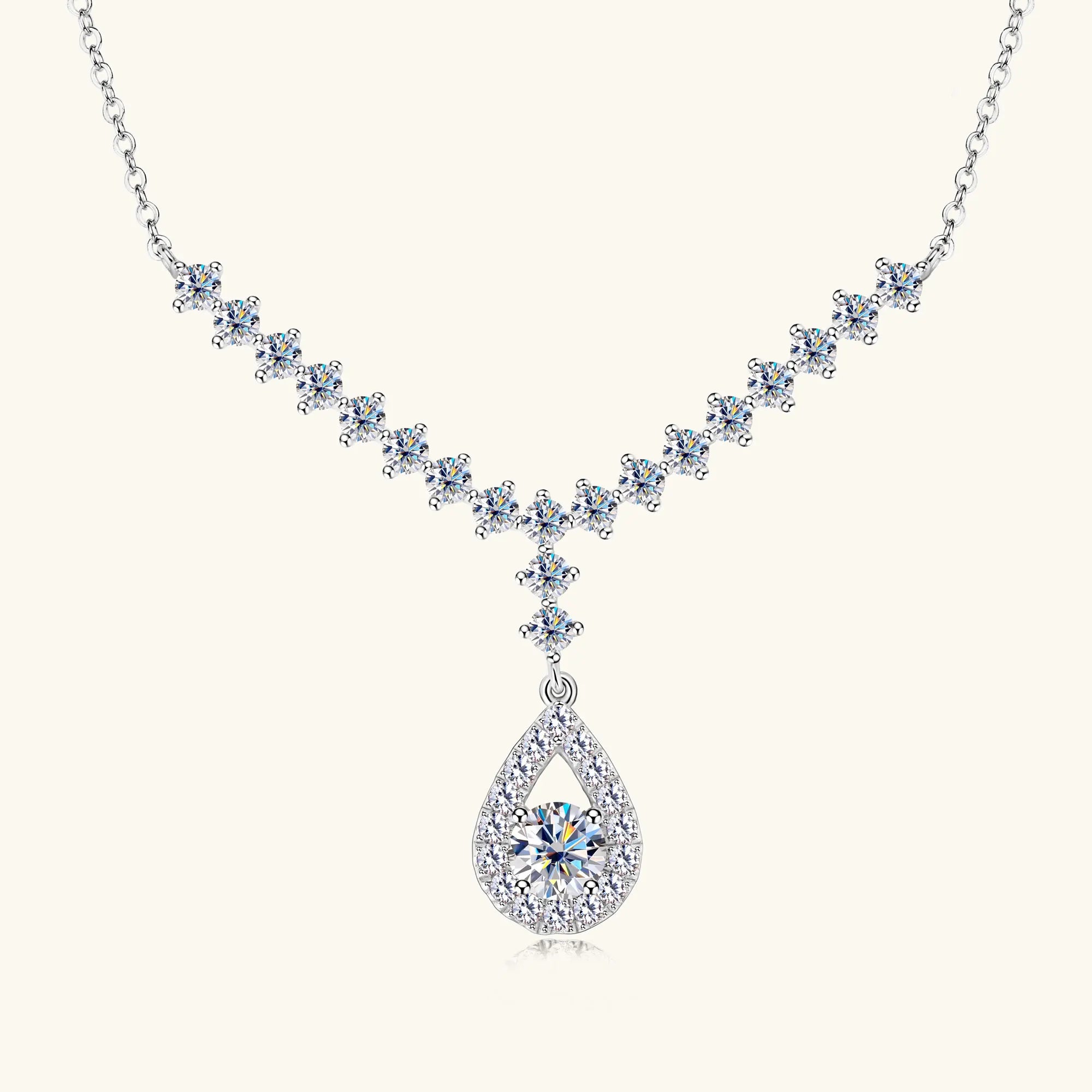 3.38CT Moissanite Necklaces for Women 100% Real Silver Chain 925 Pandant Lab Diamond Luxury Wedding Party Jewelry