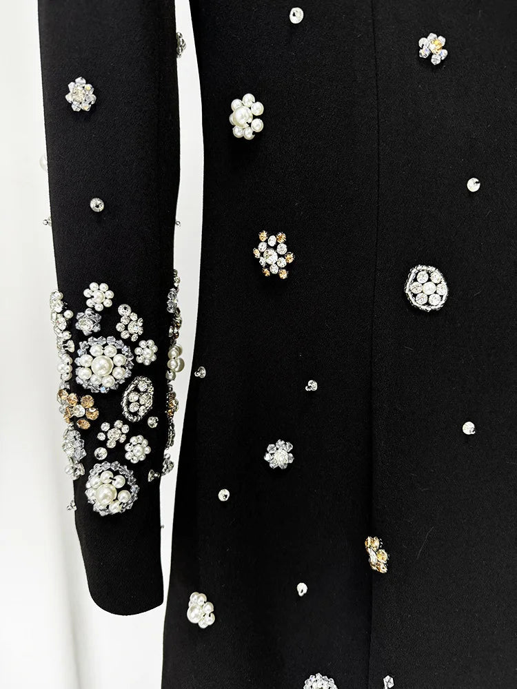 Newest Fashion 2026 Designer Party Vestido Women's Formal Long Sleeve Luxurious Beaded Long Maxi Dress