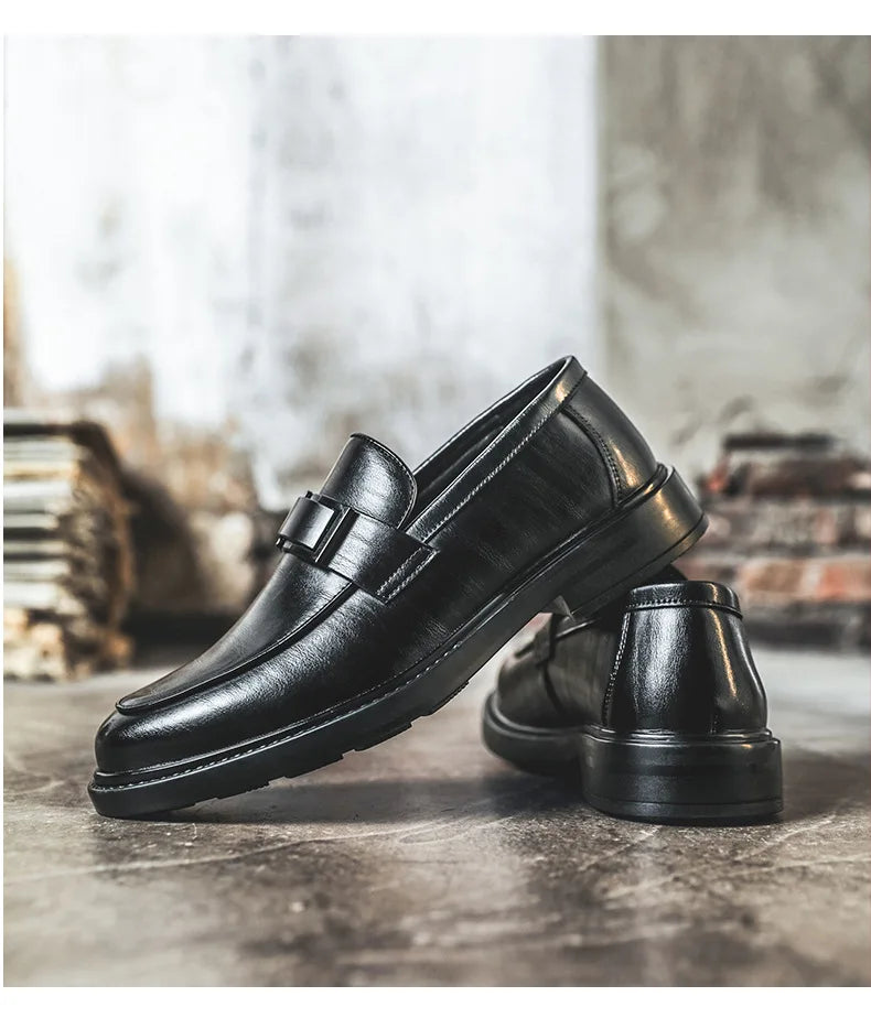 Spring Autumn New Black Dress Shoes for Men Business Designer Cow Leather Shoes Male Fashion British Style Casual Shoe Man
