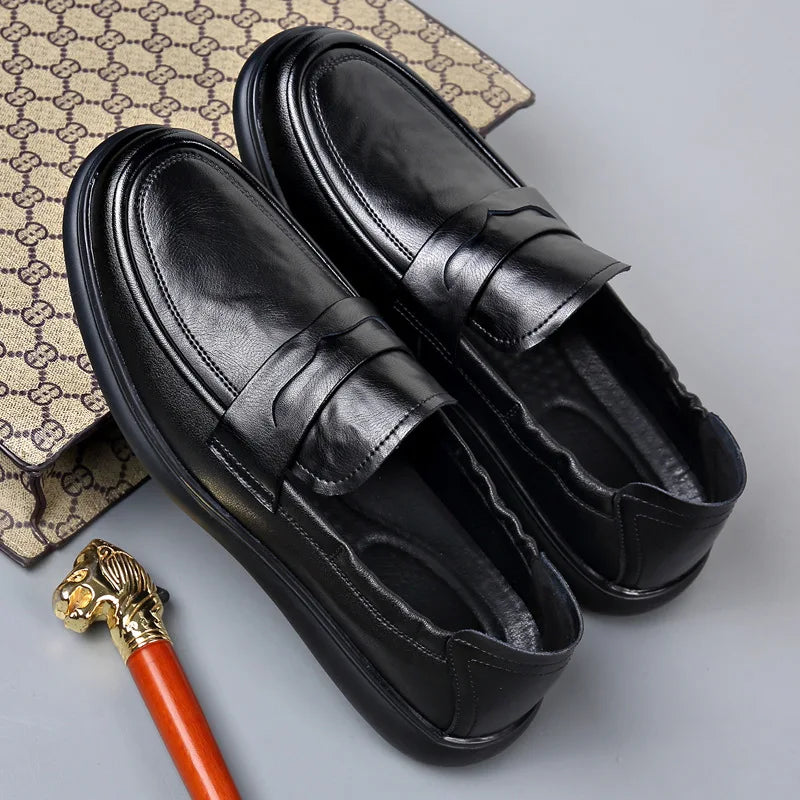 Spring Autumn New Genuine Leather Shoes for Men Black Fashion Business Casual Shoes Male High Quality Designer Loafers Man