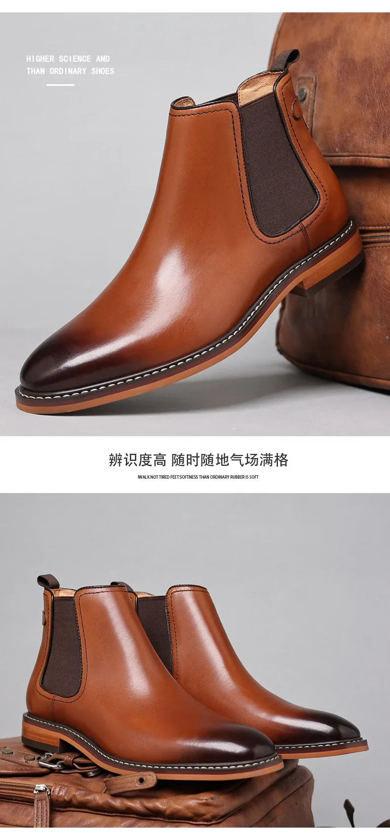 Brand Men's Chelsea Boots Genuine Cow Leather Handmade Boot Shoes Work Shoes For Formal Dress Wedding Business Party New