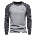 Men's T-shirts 100% Cotton Long Sleeve O-neck Pactwork Casual T shirts for Men New Spring Designer Tees Men Clothing