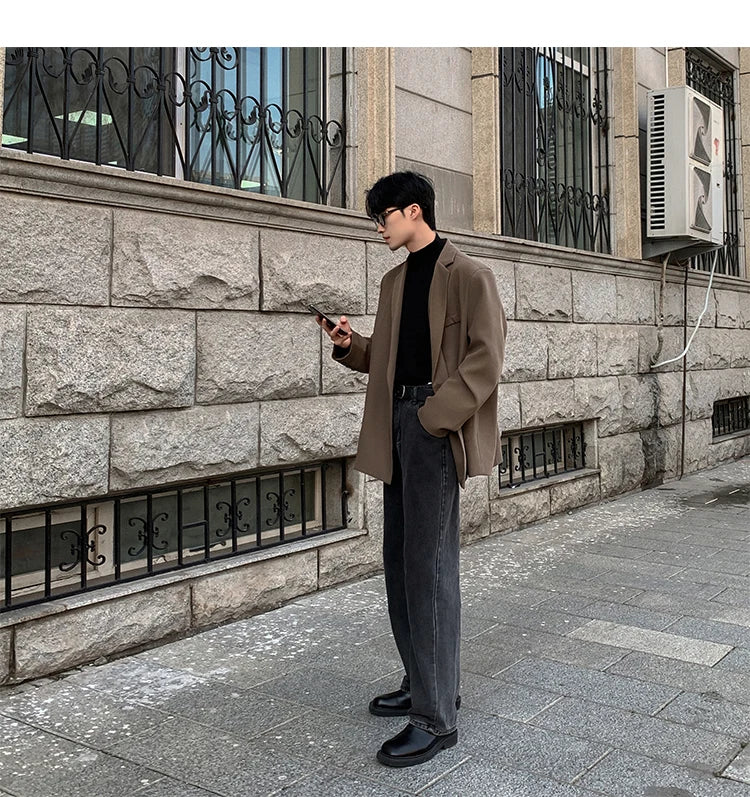 Spring Summer Men Formal Blazers Men Korean Fashion Loose Casual Dress Jacket Men Harajuku Social Suit Jacket Clothing