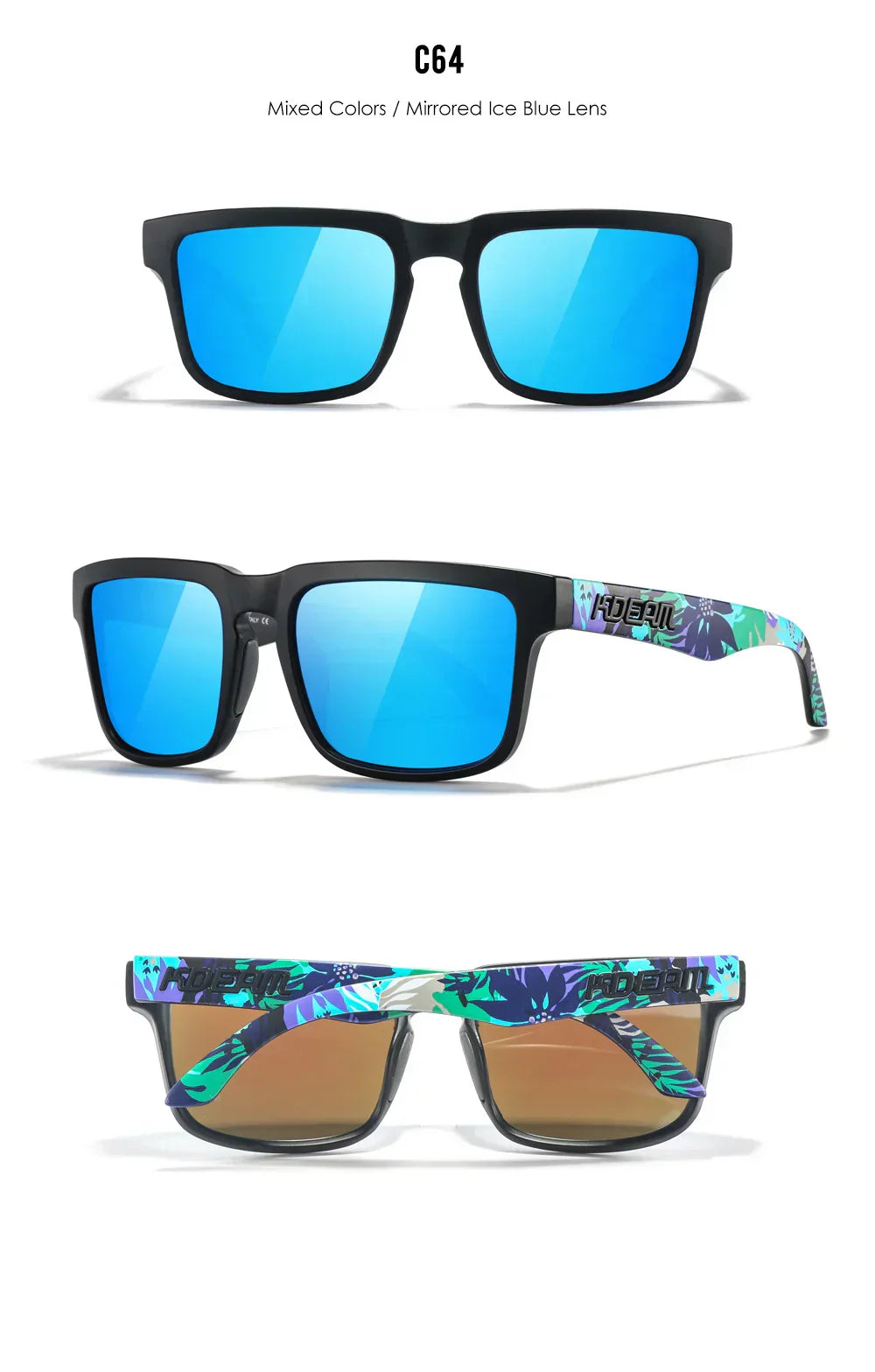 Unisex Square Sunglasses Polarized Coated Lens Suitable For Driving Fishing Sunglasses Anti-Blue Light Computer Eyeglasses