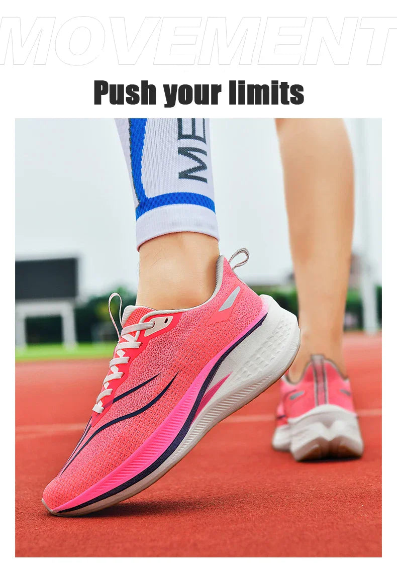 Fashion men's and women's sports running shoes casual breathable mesh surface carbon plate support wear-resistant rubber outsole