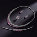 Luxury White Cubic Zirconia Bridal Jewelry Set Brides Accessories Tassel Water Drop Necklace Earring 4pcs Set for Wedding Party