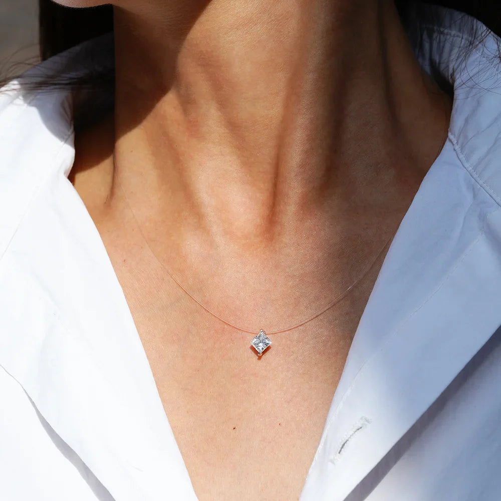 GRA Certified 1CT Marquise Cut Moissanite Pendant Necklace for Woman 925 Silver Fishing Line Water Drop Diamond Necklaces