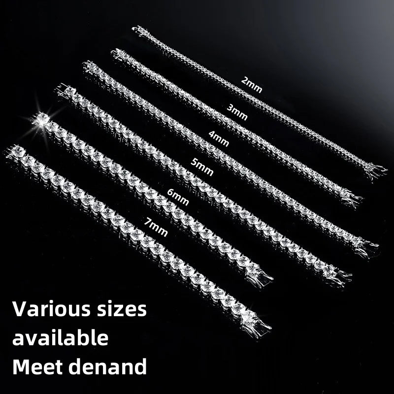 100% Real S925 Sterling Silver Plated 18K Gold 5A Grade Zircon Black Tennis Bracelet for Men and Women Fashion Exquisite Jewelry