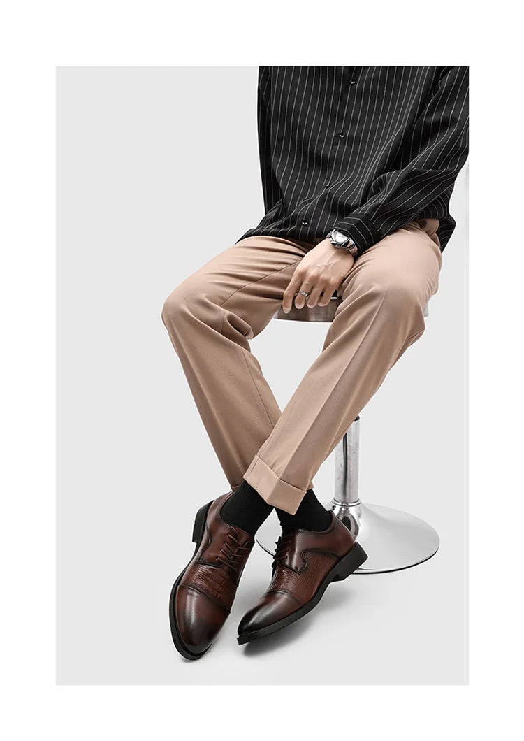 New Lace Designer Elegant Shoes Man Spring Autumn Business Casual Leather Shoe Male Fashion Solid Color Wedding Dress Shoes Man