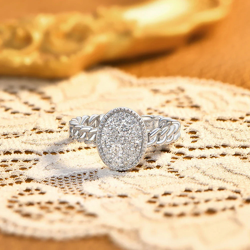 New Original Full Moissanite Rings for Women s925 Sterling Silver Ring  Fried Dough Twists Light Luxury Wedding Jewelry