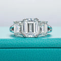 5cttw Emerald D Color Moissanite Engagement Ring 925 Sterling Silver Three-Stone Ring For Women Jewelry Wholesale