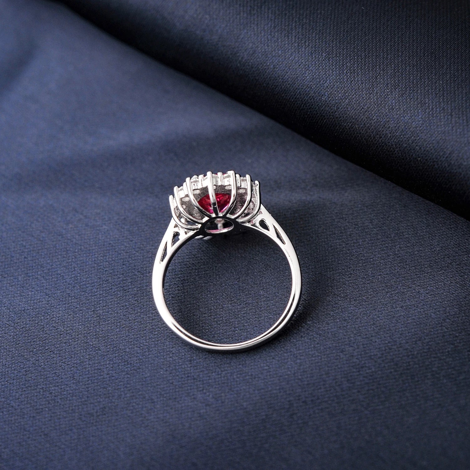 Halo Rings for Women Created Blue Sapphire Nano Emerald Red Ruby Princess Diana 2.67ct Oval Cut 925 Sterling Silver Rings