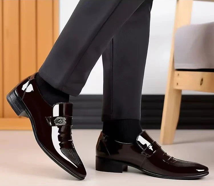 Dress Shoes Man Patent Leather Spring Autumn Bright Upper Pointed Toe Social Shoe for Men Casual 2025 Trend High Quality Fashion