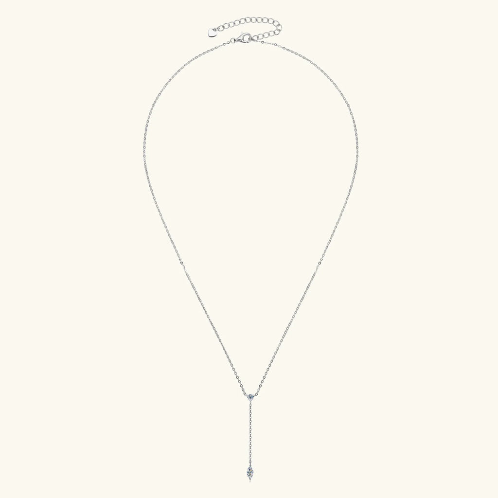 Marquise Cut Moissanite Necklaces Long Tassel Clavicle Chains Necklace for Women 925 Sterling Silver Jewelry Collares