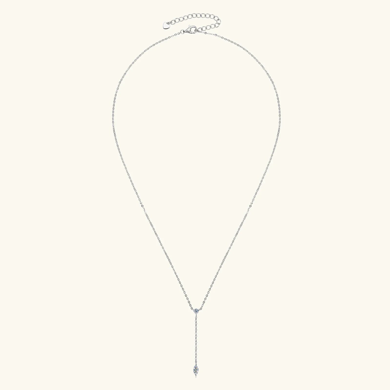 Marquise Cut Moissanite Necklaces Long Tassel Clavicle Chains Necklace for Women 925 Sterling Silver Jewelry Collares