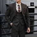 Peaky Blinders Men's 3-Piece Suit Vintage Plaid Wool Autumn/Winter Heavyweight New Style Jacket+Vest+Pants Slim Fit  Formal Suit