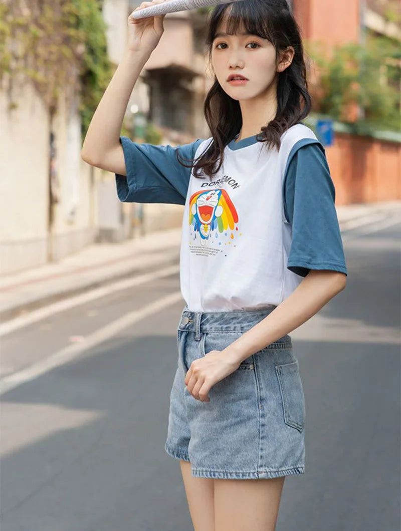 Wide Leg Denim Shorts Women Casual High Waist Loose Straight Shorts Woman 2025 Spring Summer Classic Button Jean Shorts