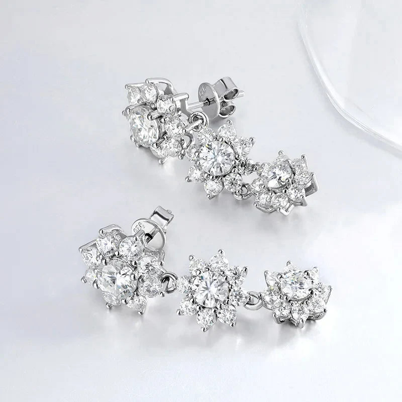 Luxury 35-39cttw D Color Gradient Full Moissanite Sunflower Tennis Necklace for Women S925 Silver All Diamond Neck Chain