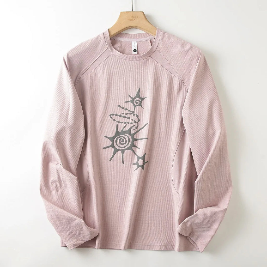 Unisex High-Stretch Breathable Long-Sleeve T-Shirt – Antibacterial, Moisture-Wicking & Quick-Dry with Waffle-Knit Print Outdoor