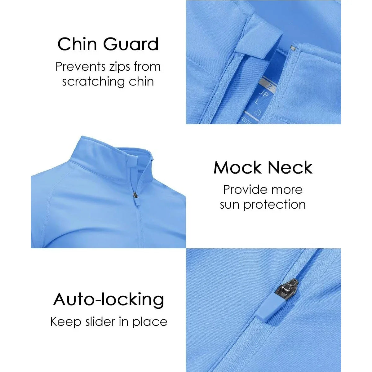Men's Lightweight Long Sleeve T-Shirt UPF50+ Sun Protection Quick Dry Zip Neck Casual Summer Top