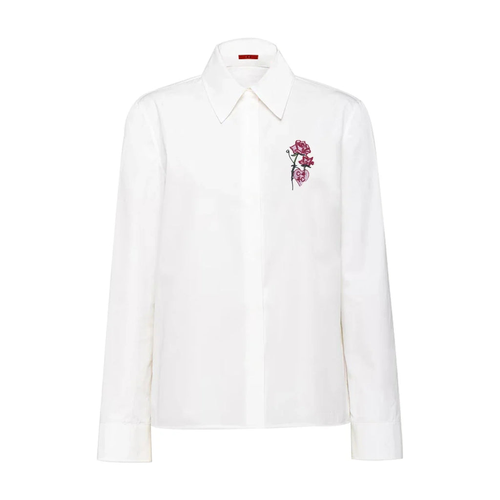 Women's Temperament Embroidery Lapel Tops single-breasted Commuter Long Sleeve Shirt Summer Casual Tops