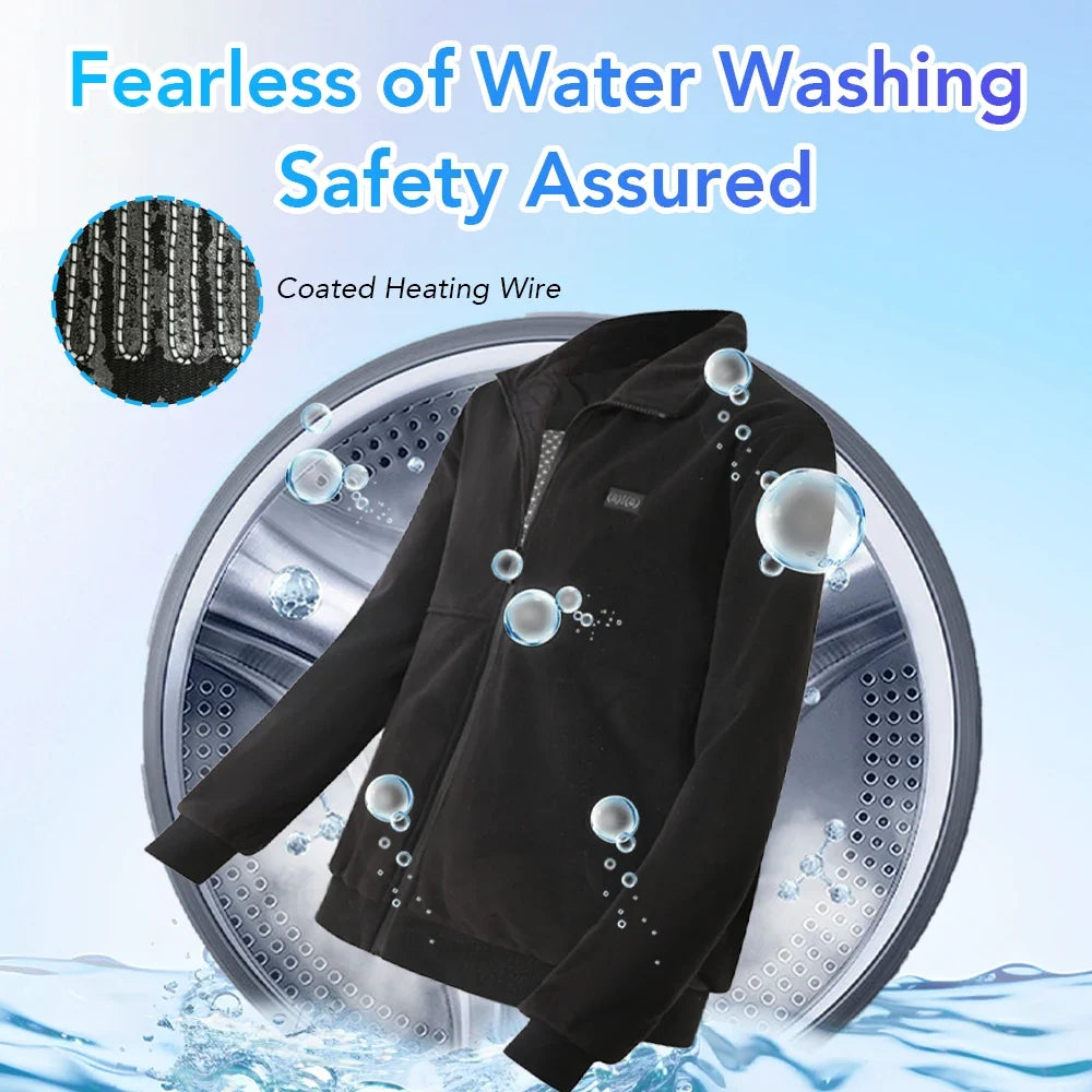 8 Areas Intelligent Electric Heating Polar Fleece Jacket Men's Winter Smart USB Constant Temperature Graphene Fleece Warmth Coat