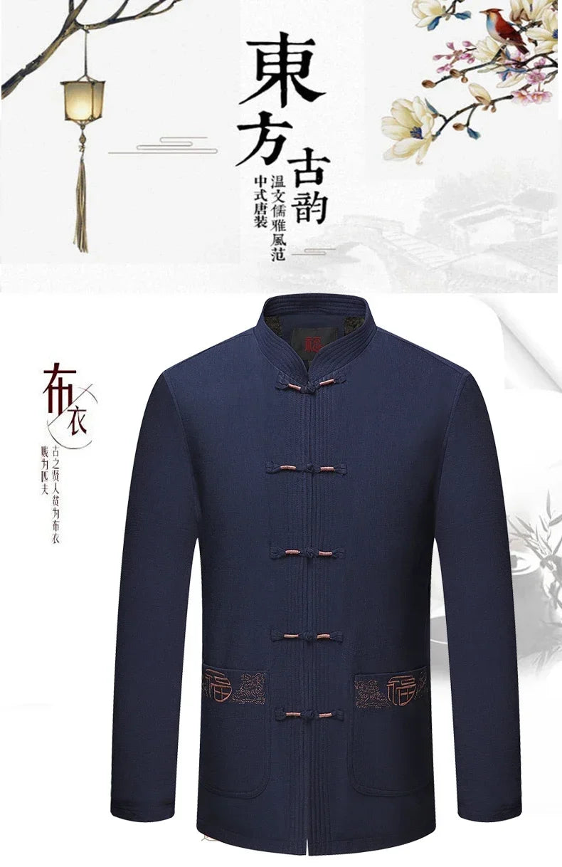 Spring and Autumn New Middle-aged and Elderly Men Father Tang Jacket Chinese Style Hanfu National Wind Grandpa Coat Jacket