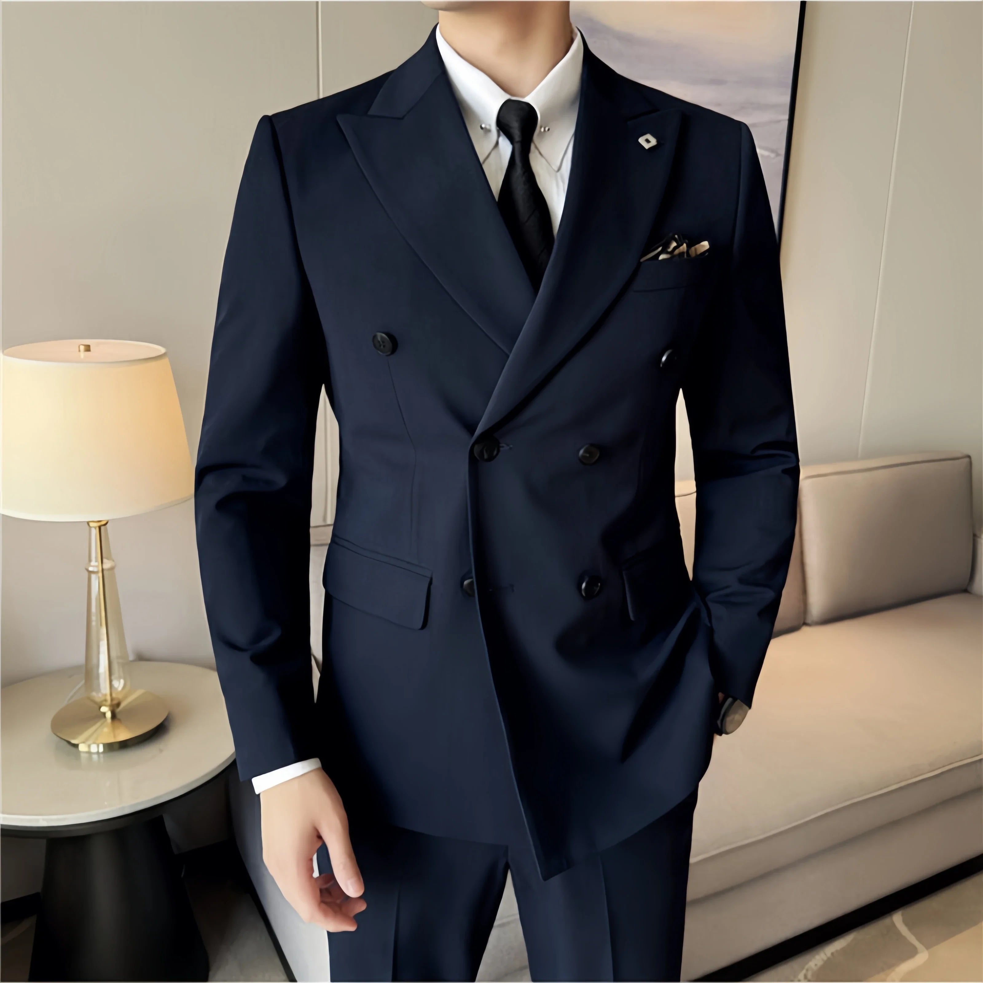 Elegant Double-breasted Men's Suit