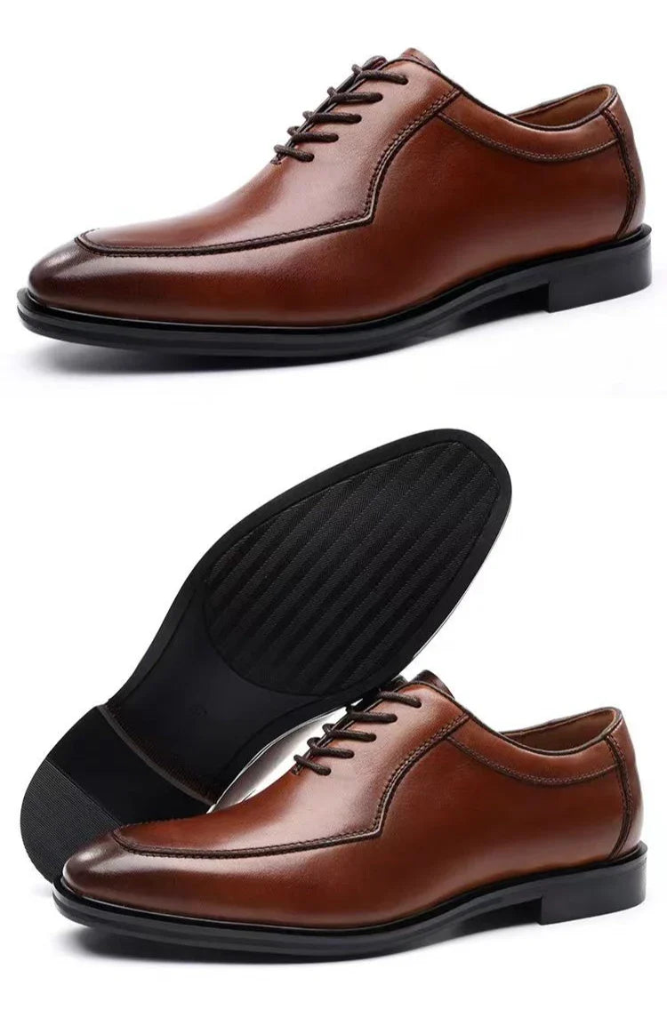 Spring Autumn Soft Square Toe Lace Up Dress Shoes Man High Quality Fashion Cowhide Elegant and Classic 39 Social Shoe for Men