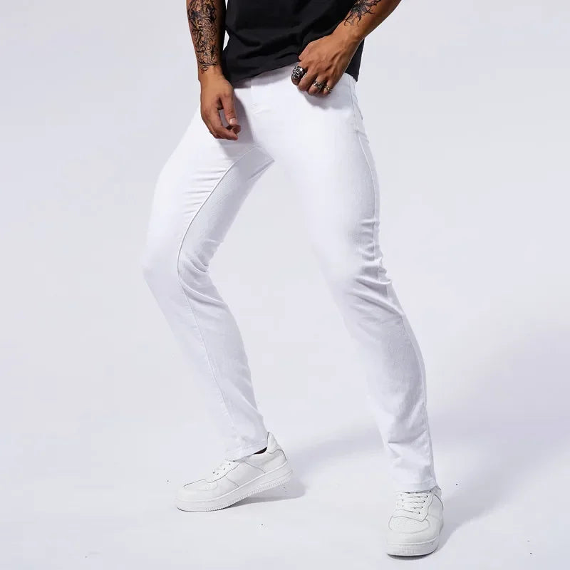 Men's White Casual Jeans New Denim Pants Comfortable Fashion Stretch Slim Fit Straight Trousers Male Clothing Streetwear Jeans