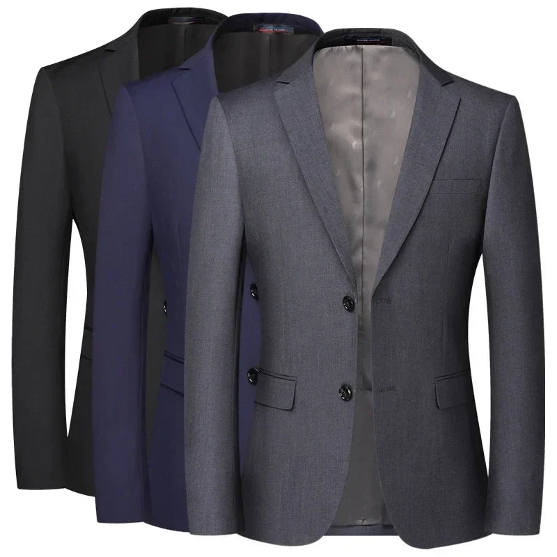 2026 Blazer New Men's Fashion Business Solid Color British Style Professional Work Groom Wedding Dress Best Man Blazer Jacket