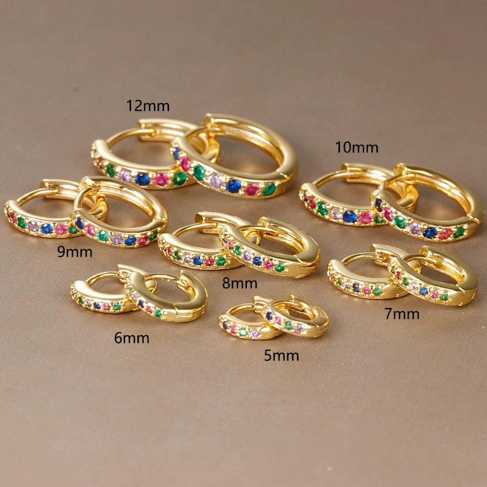 2PCS Stainless Steel Minimal Crystal Zirconia Hoop Earrings Gold Silver Color Small Huggie Cartilage Earring Piercing Jewelry