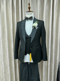 Black Shawl Lapel Men's Suits 3 Pieces Wedding Groom Sets Autumn Long Sleeved Suit Set Banquet Party Wear Plus Size Tuxedo