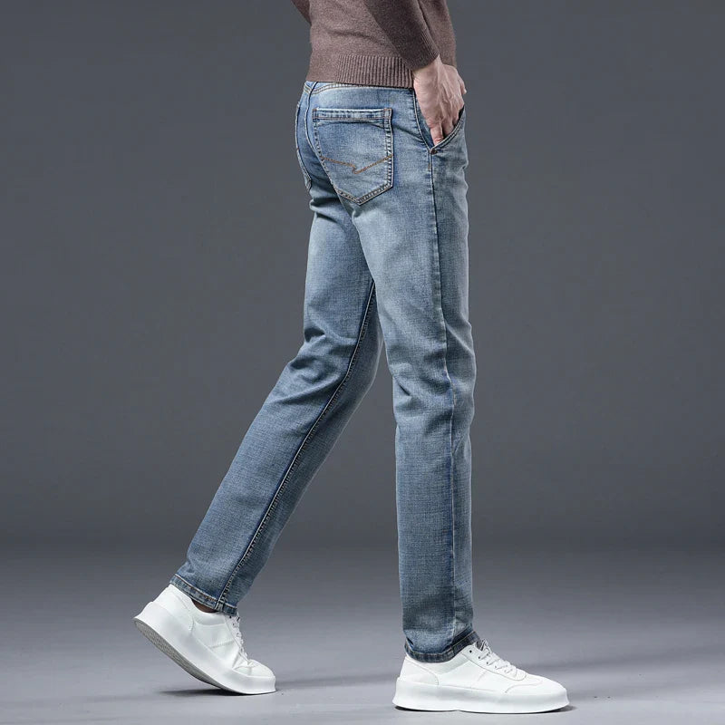 Autumn Men's Vintage Wash Casual Jeans Soft Cozy Stretch Denim Trousers High Quality Clothing Classic Fashion Straight Male Pant